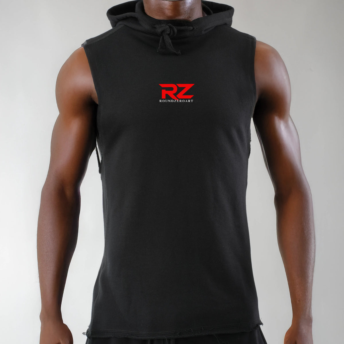 ROUNDZEROART-Débardeur Sport à Capuche Noir, confort, performance