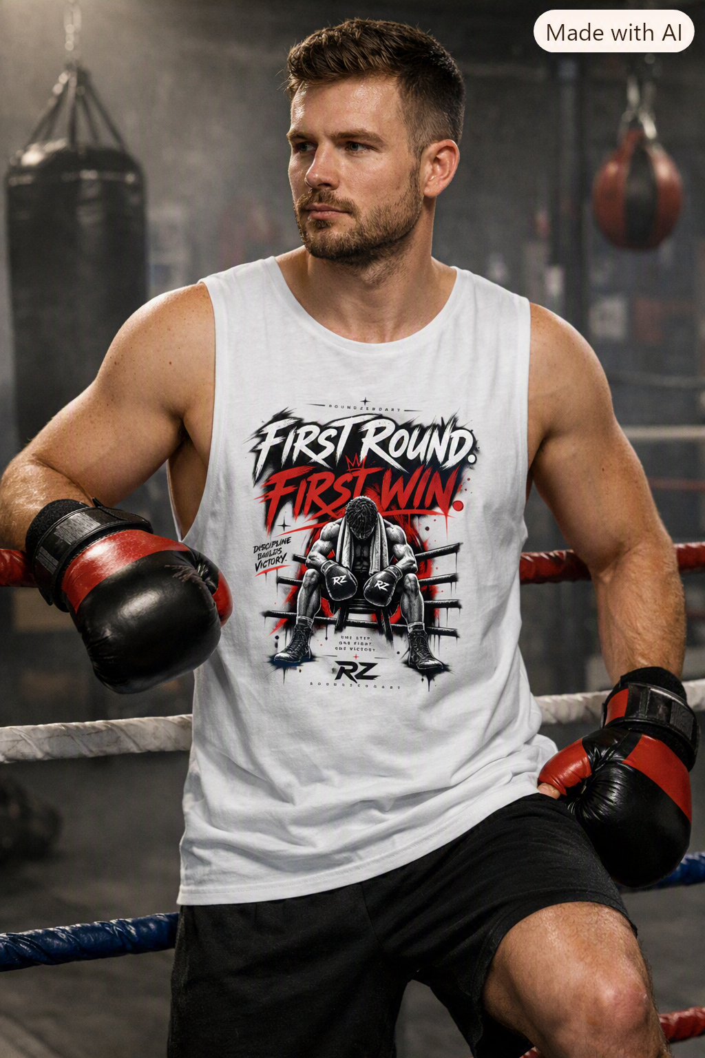 Boxing Graphic Tank Top – "First Round. First Win."