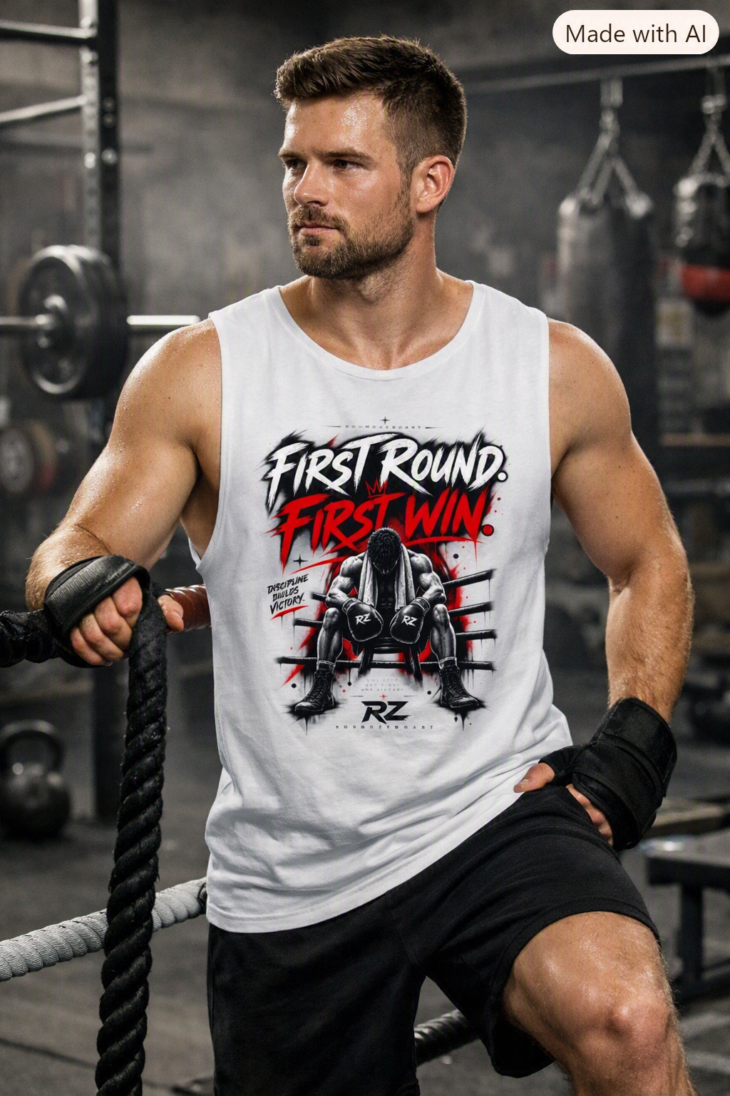 Boxing Graphic Tank Top – "First Round. First Win."