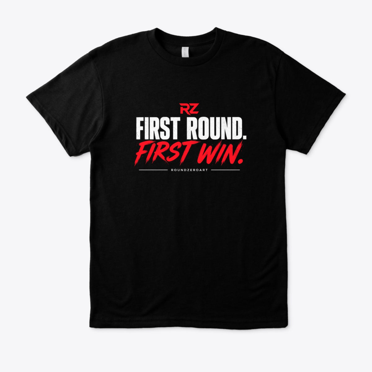 FIRST ROUND .FIRST WIN. T-Shirt — Black - Regular Premium